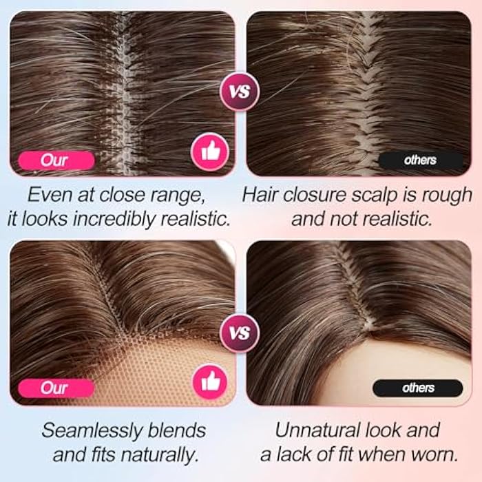 ECIF Long Curly Ombre, Brown Wigs For Women Middle Part Synthetic Wig Natural Looking Heat Resistant Fiber Lace Wigs 26 Inch（Brown） - Image 4